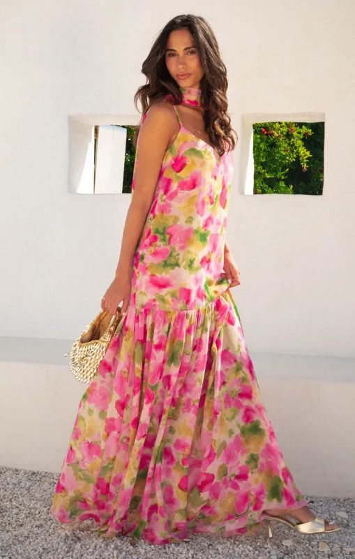 Dalia Maxi Dress ~ Watercolor Floral Chiffon sold by Show Me Your MuMu