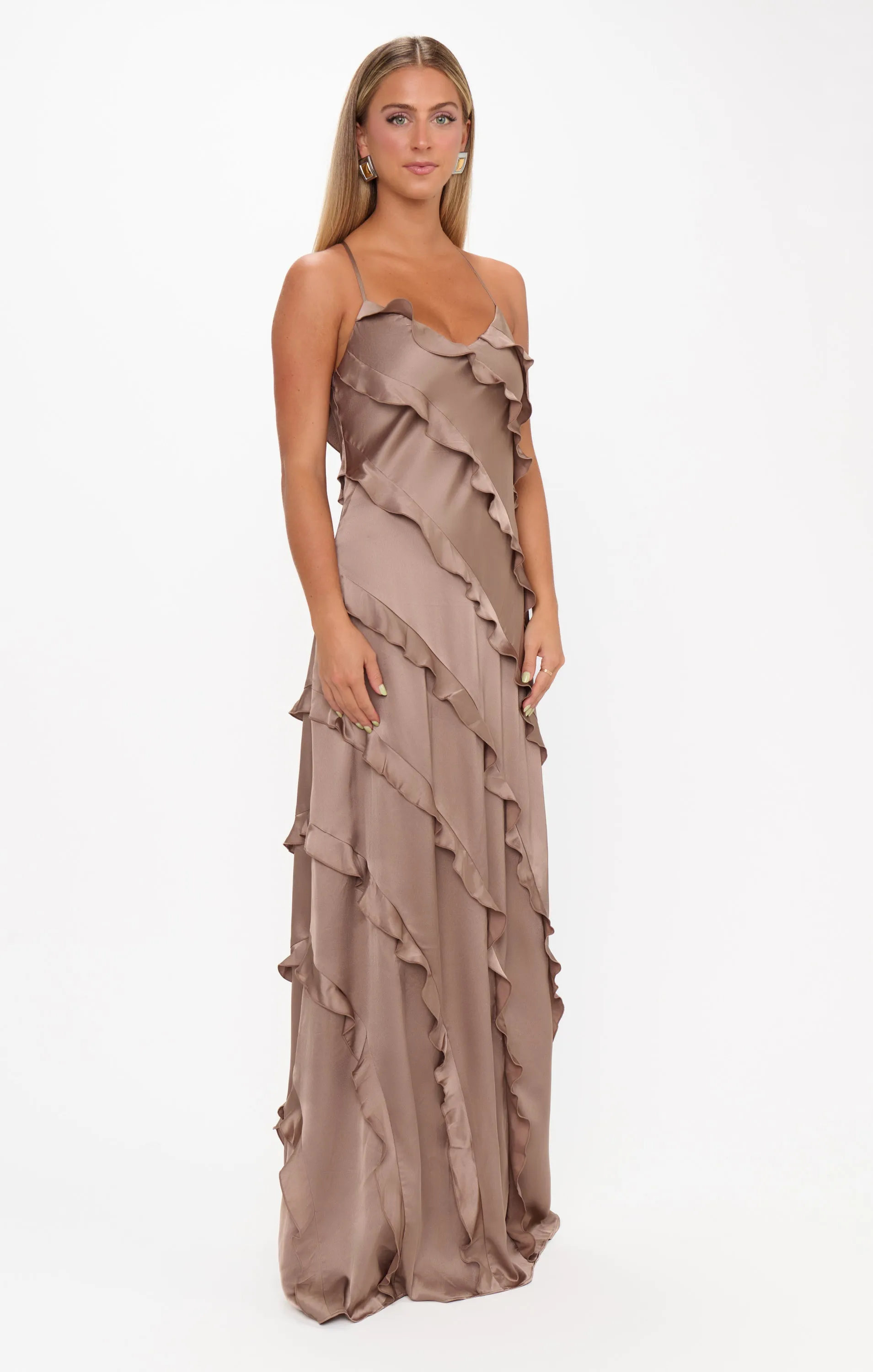 Romance Ruffle Dress ~ Dune Luxe Satin sold by Show Me Your MuMu product image thumbnail 3