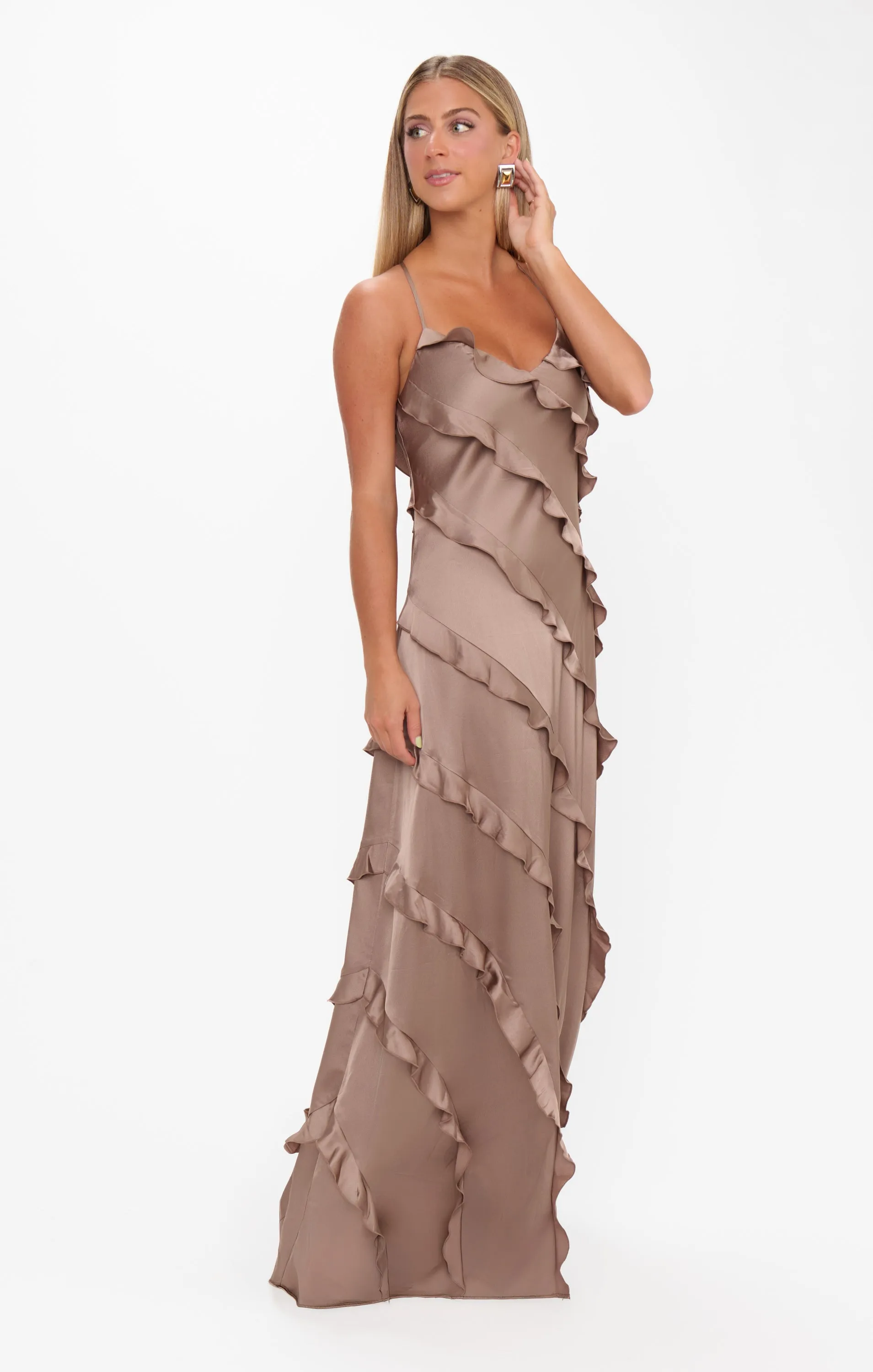 Romance Ruffle Dress ~ Dune Luxe Satin sold by Show Me Your MuMu product image thumbnail 4