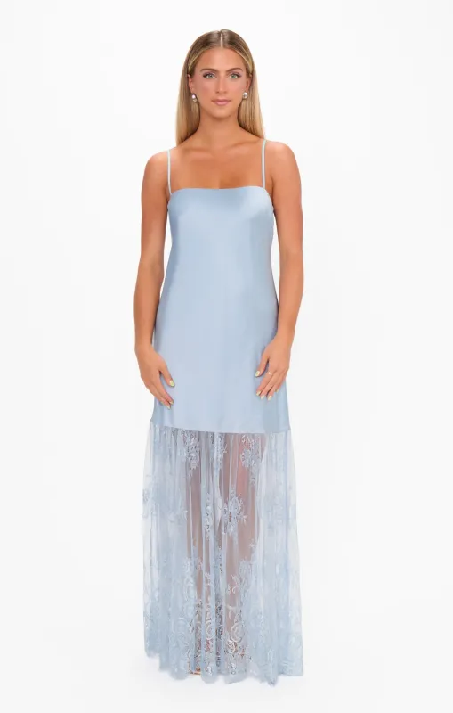 Vanity Dress ~ Steel Blue Luxe Satin sold by Show Me Your MuMu
