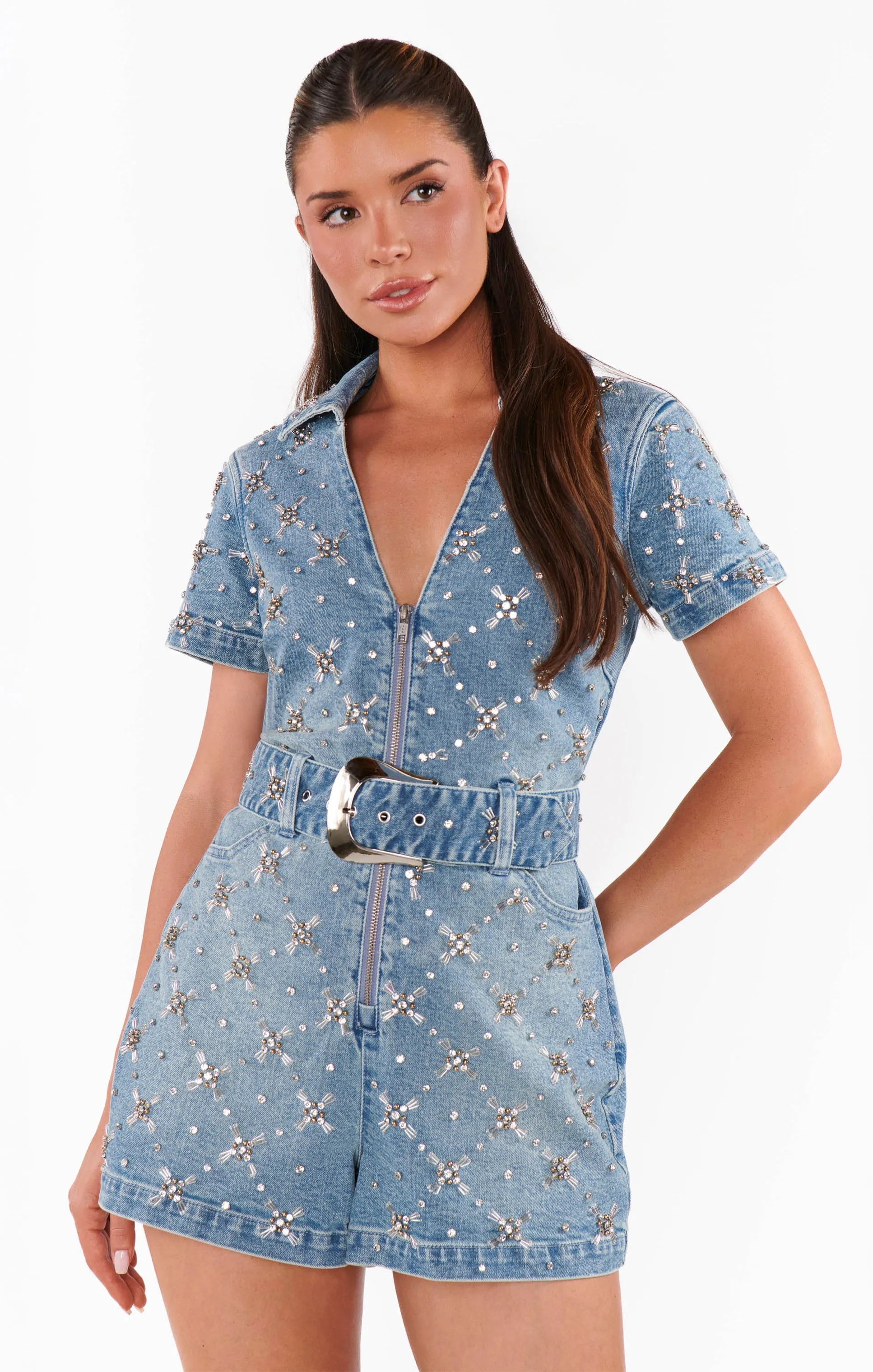Dolly Romper ~ Jeweled Indigo sold by Show Me Your MuMu product image thumbnail 3