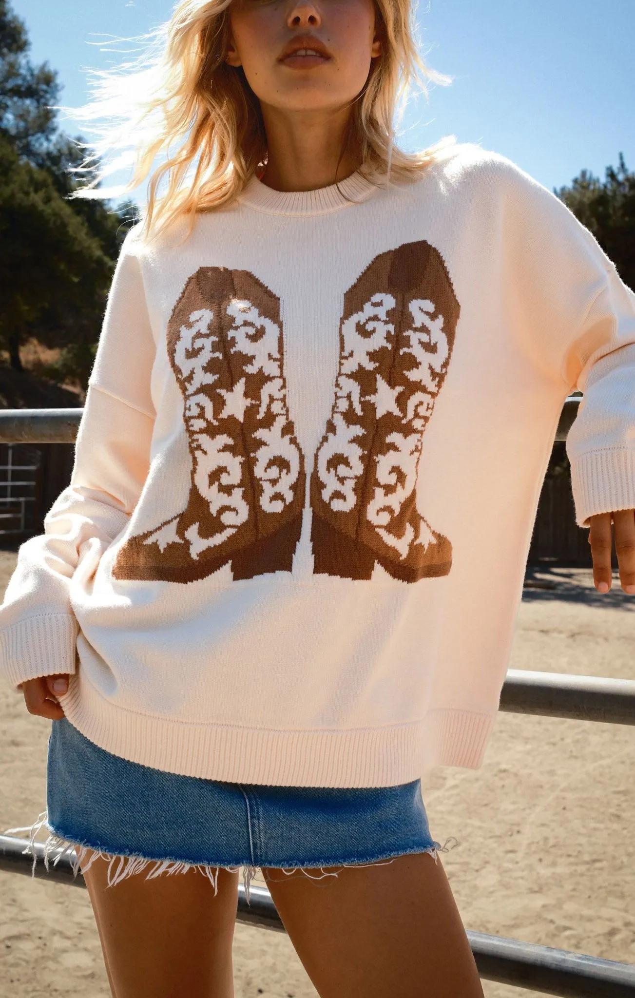 Stay Awhile Sweater ~ Cowboy Boot Knit sold by Show Me Your MuMu