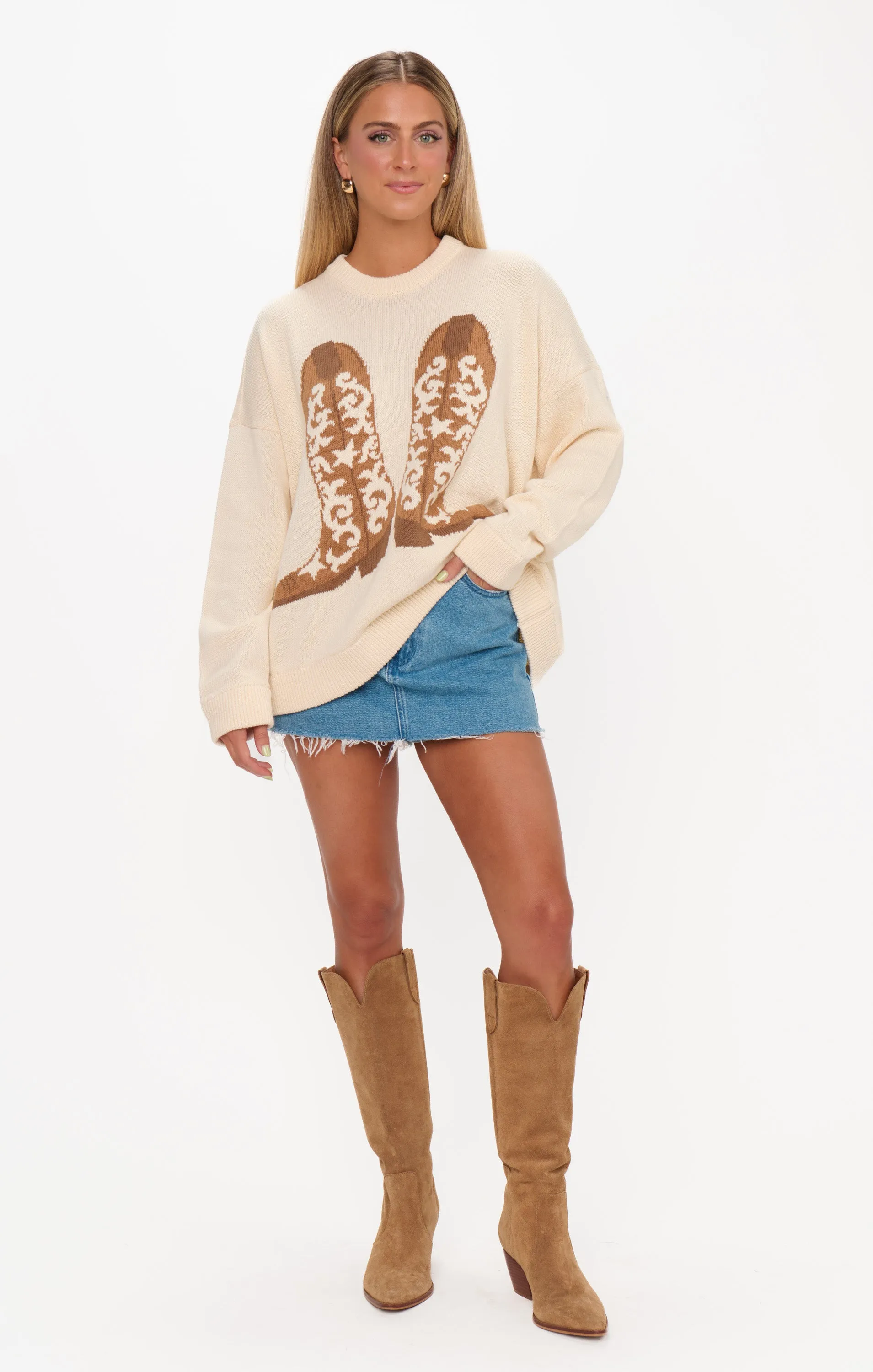 Stay Awhile Sweater ~ Cowboy Boot Knit sold by Show Me Your MuMu product image thumbnail 4
