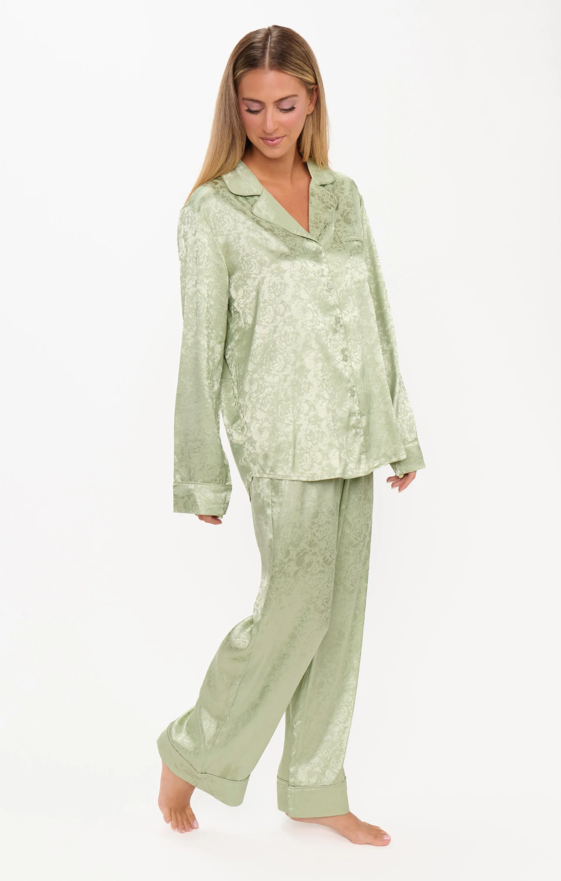 Classic PJ Set ~ Pistachio Floral Silky sold by Show Me Your MuMu product image thumbnail 4