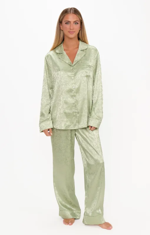 Classic PJ Set ~ Pistachio Floral Silky sold by Show Me Your MuMu