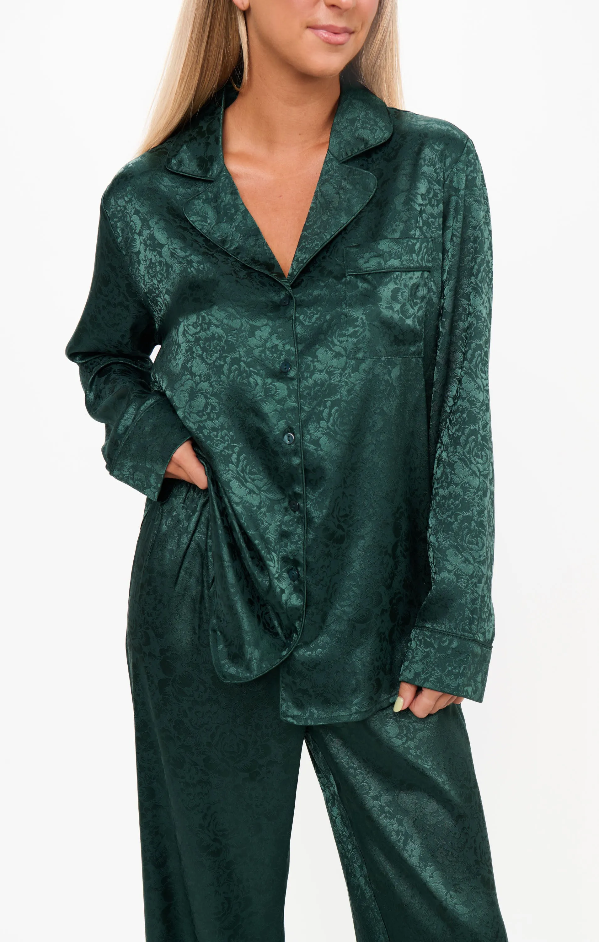 Classic PJ Set ~ Forest Green Floral Silky sold by Show Me Your MuMu product image thumbnail 3