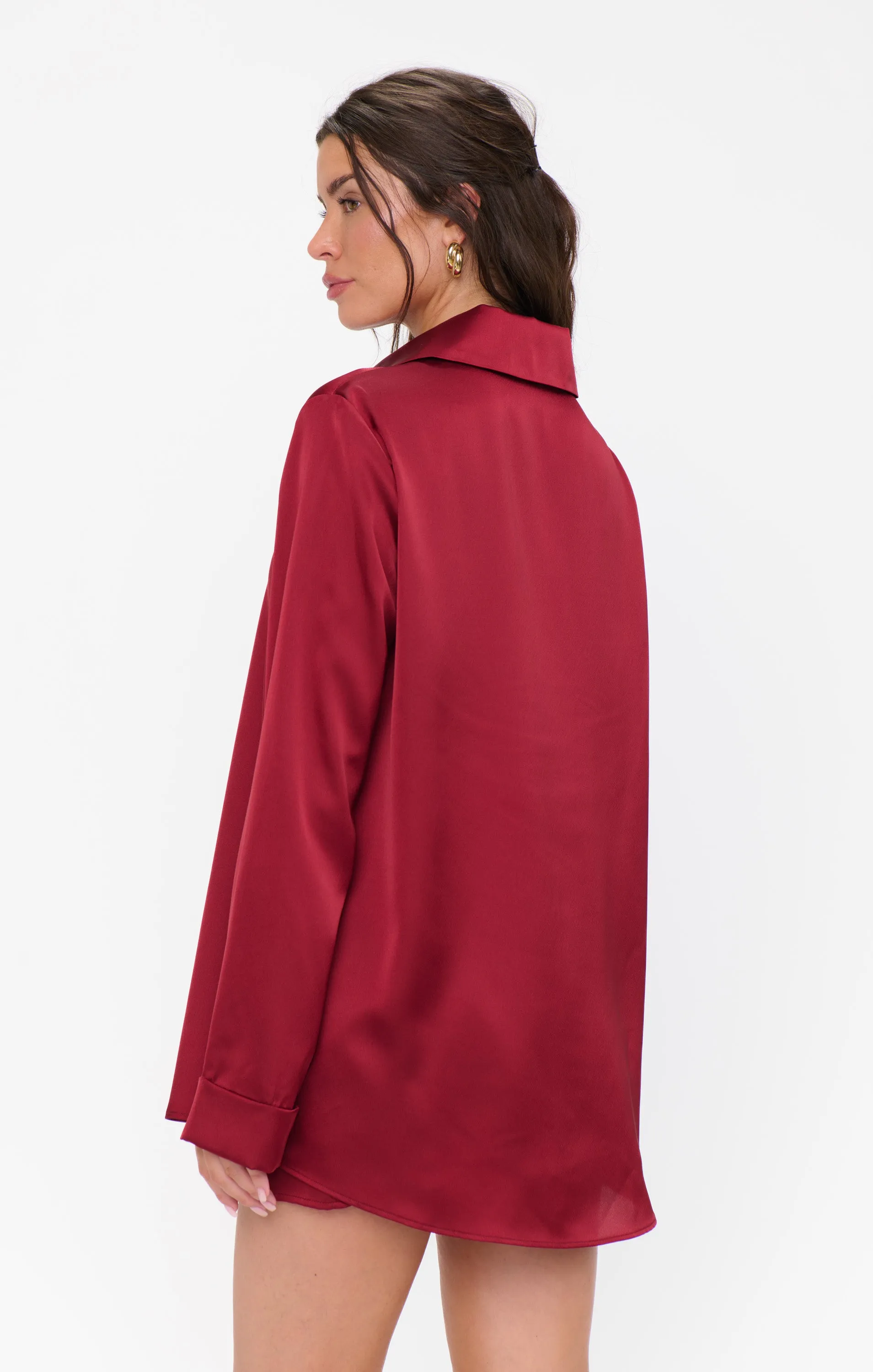 Smith Button Down ~ Cranberry Luxe Satin sold by Show Me Your MuMu product image thumbnail 5
