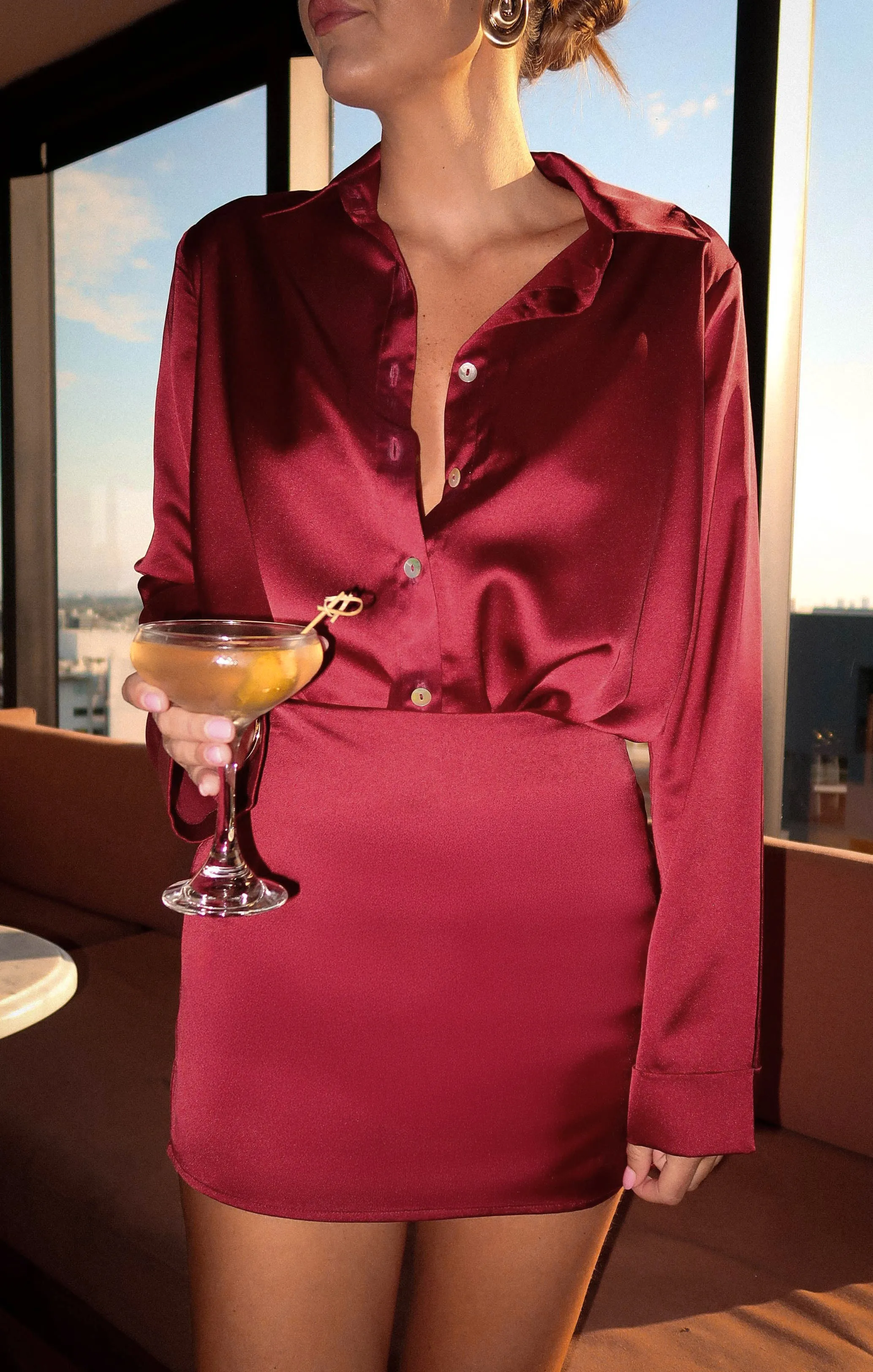 Smith Button Down ~ Cranberry Luxe Satin sold by Show Me Your MuMu product image thumbnail 3