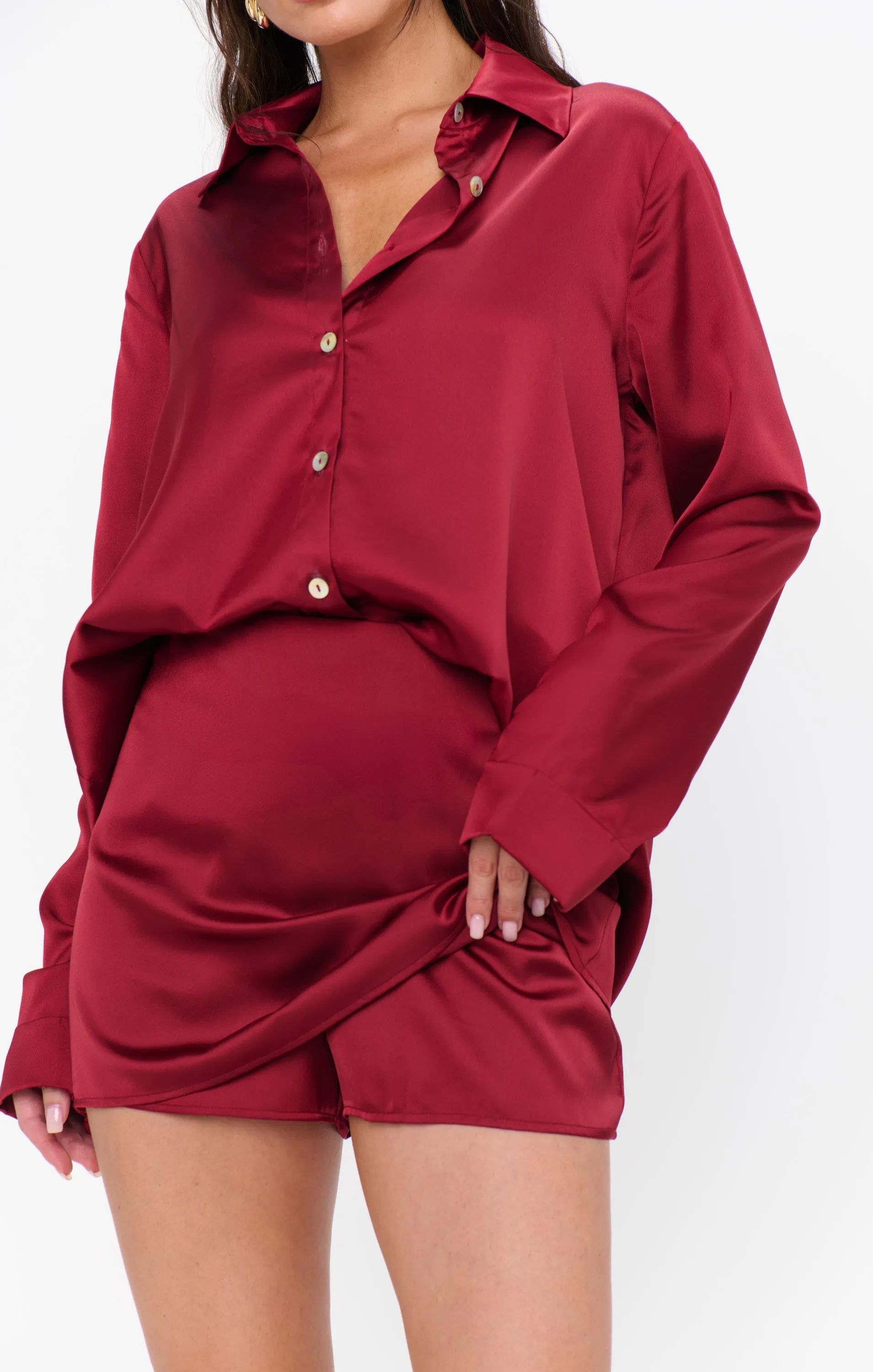All Night Skort ~ Cranberry Luxe Satin sold by Show Me Your MuMu product image thumbnail 4