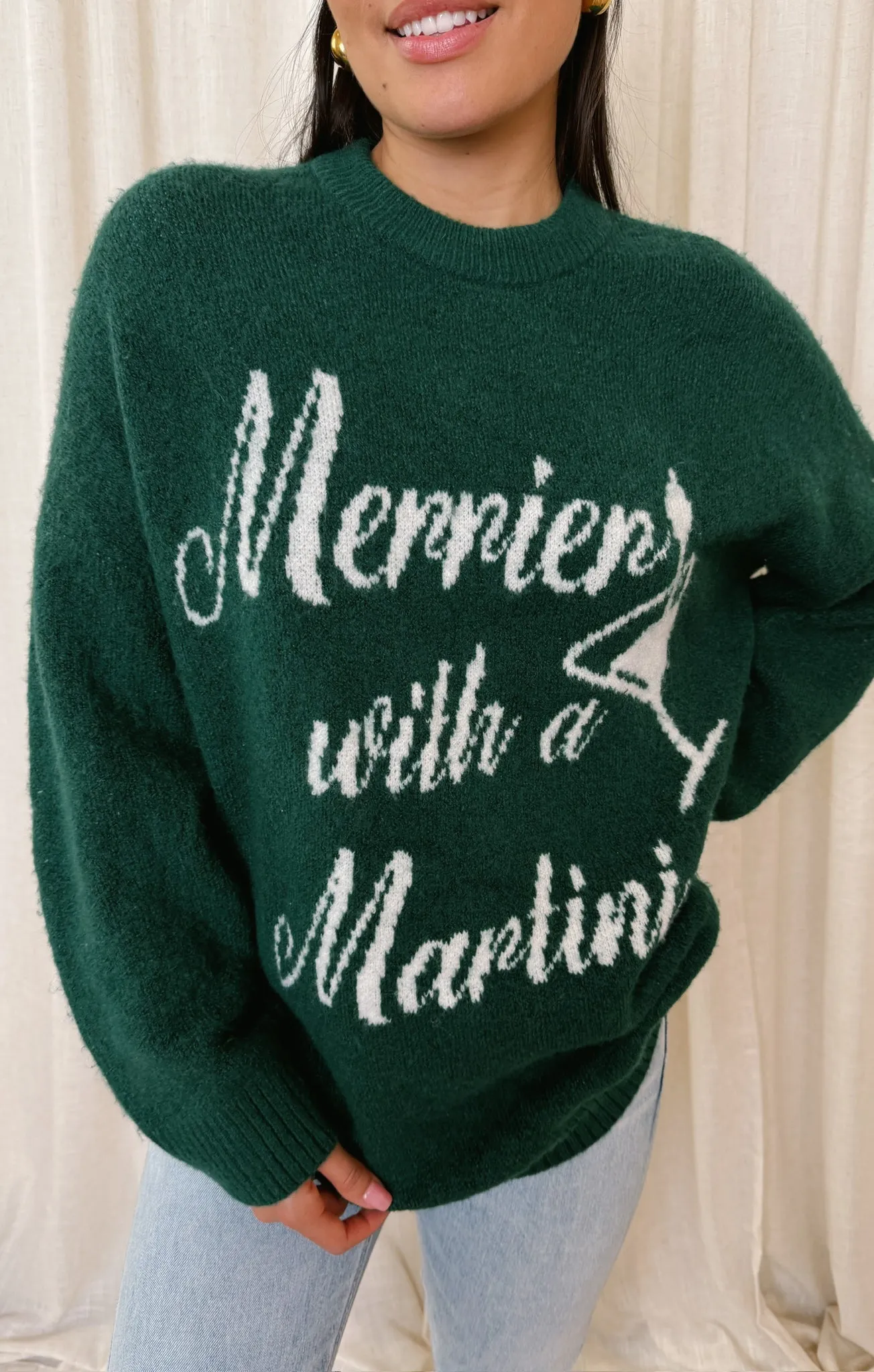 Classic Crewneck Sweater ~ Martini Graphic Knit sold by Show Me Your MuMu product image thumbnail 5