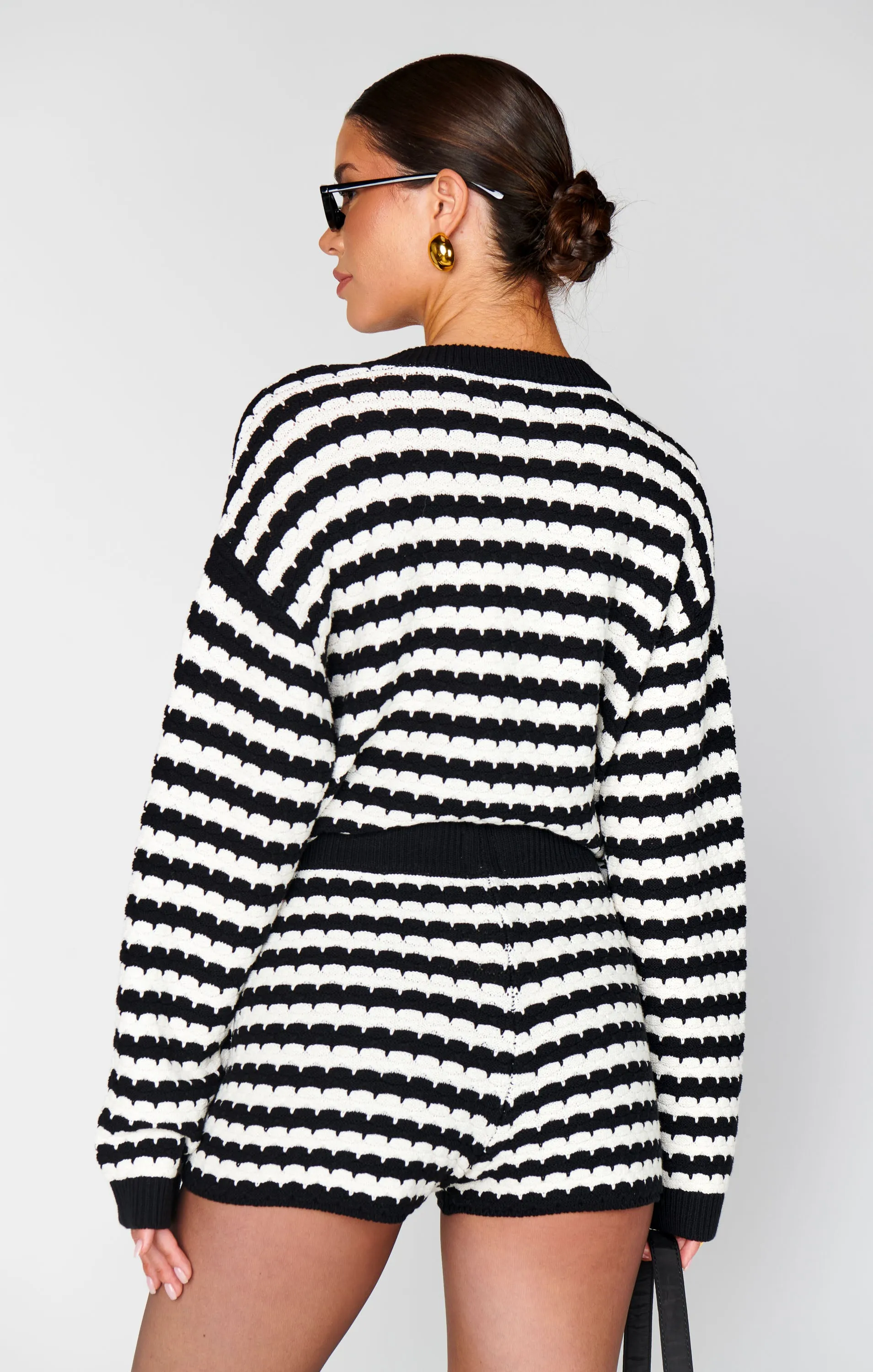 Inez Shorts ~ Black and White Stripe Knit sold by Show Me Your MuMu product image thumbnail 5