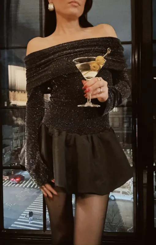 Charlize Mini Dress ~ Black Dancing Queen Shine sold by Show Me Your MuMu