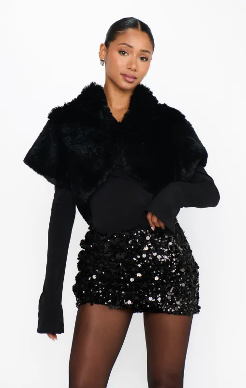 Broadway Shrug ~ Black Faux Fur sold by Show Me Your MuMu