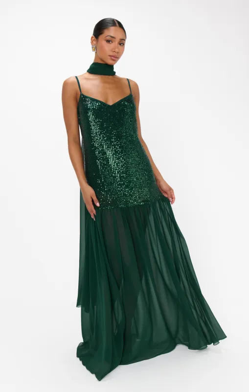 Dalia Maxi Dress ~ Emerald Sequins sold by Show Me Your MuMu