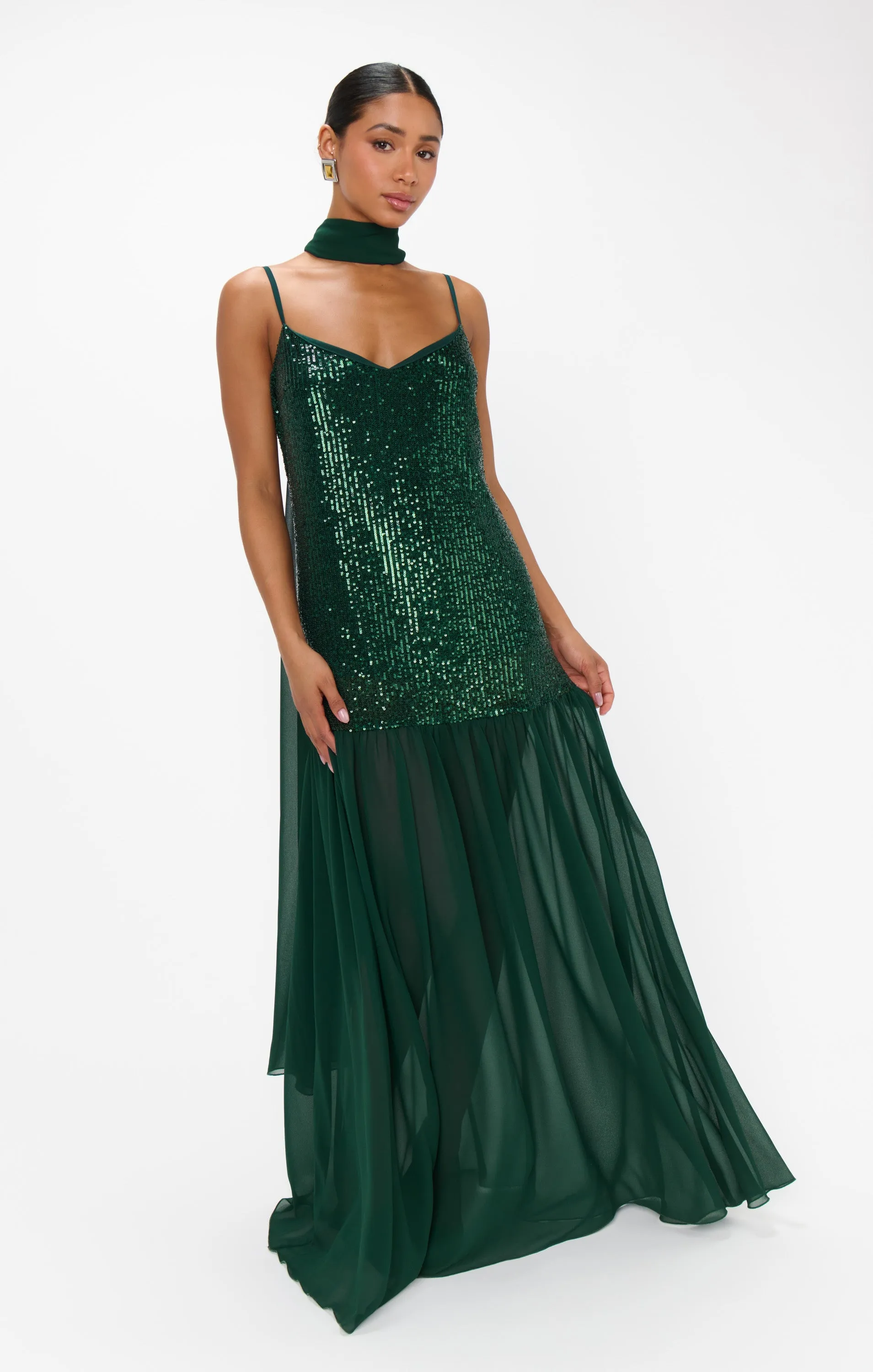 Dalia Maxi Dress ~ Emerald Sequins sold by Show Me Your MuMu