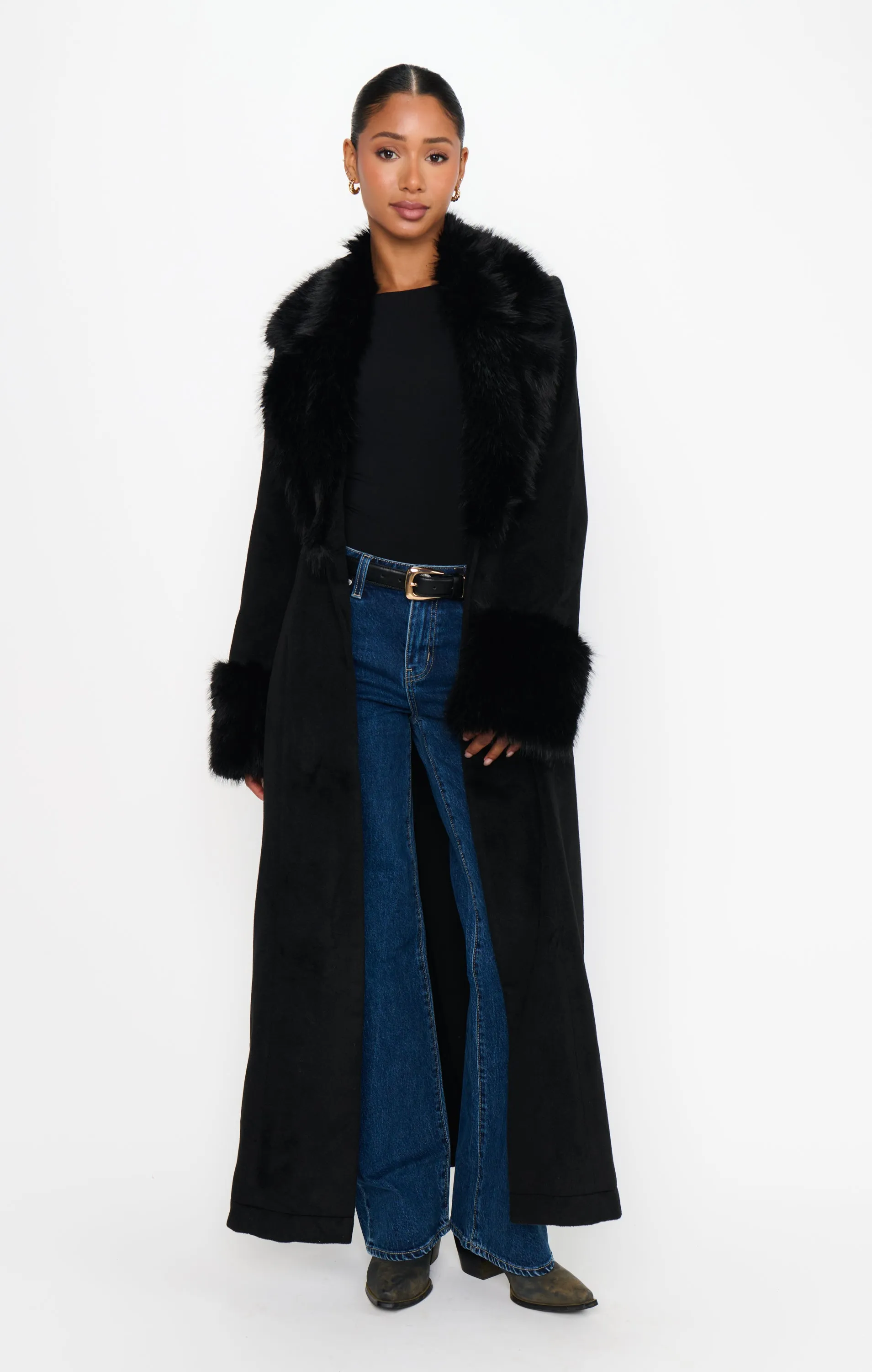 Checkroom Coat ~ Black with Faux Fur sold by Show Me Your MuMu product image thumbnail 4