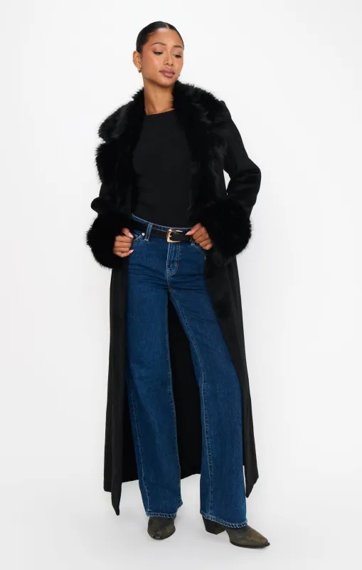 Checkroom Coat ~ Black with Faux Fur made by Show Me Your MuMu