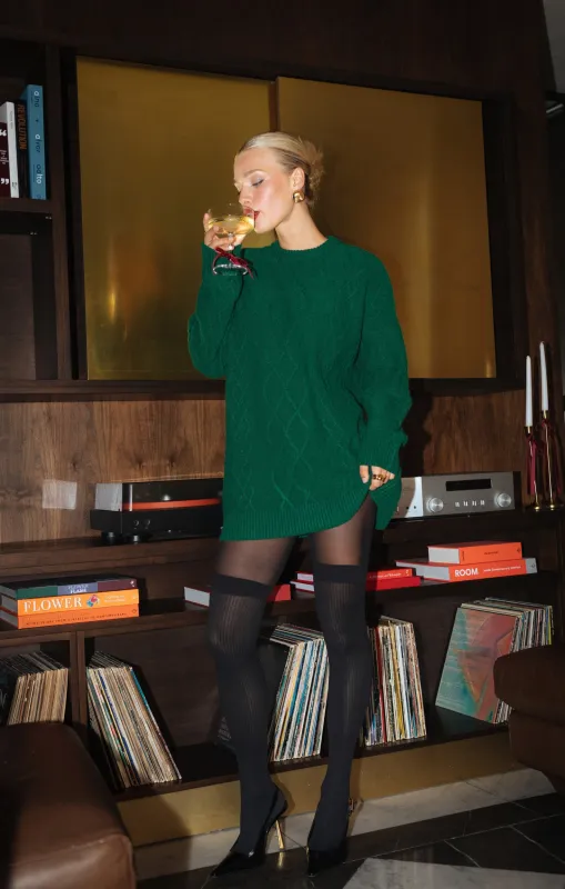 Canyon Tunic Sweater ~ Emerald Cable Knit sold by Show Me Your MuMu