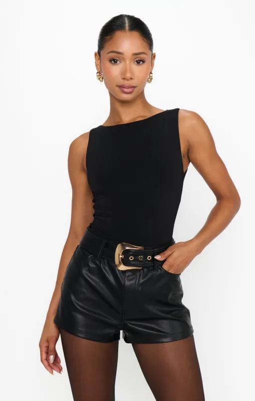 Asher Shorts ~ Black Faux Leather sold by Show Me Your MuMu