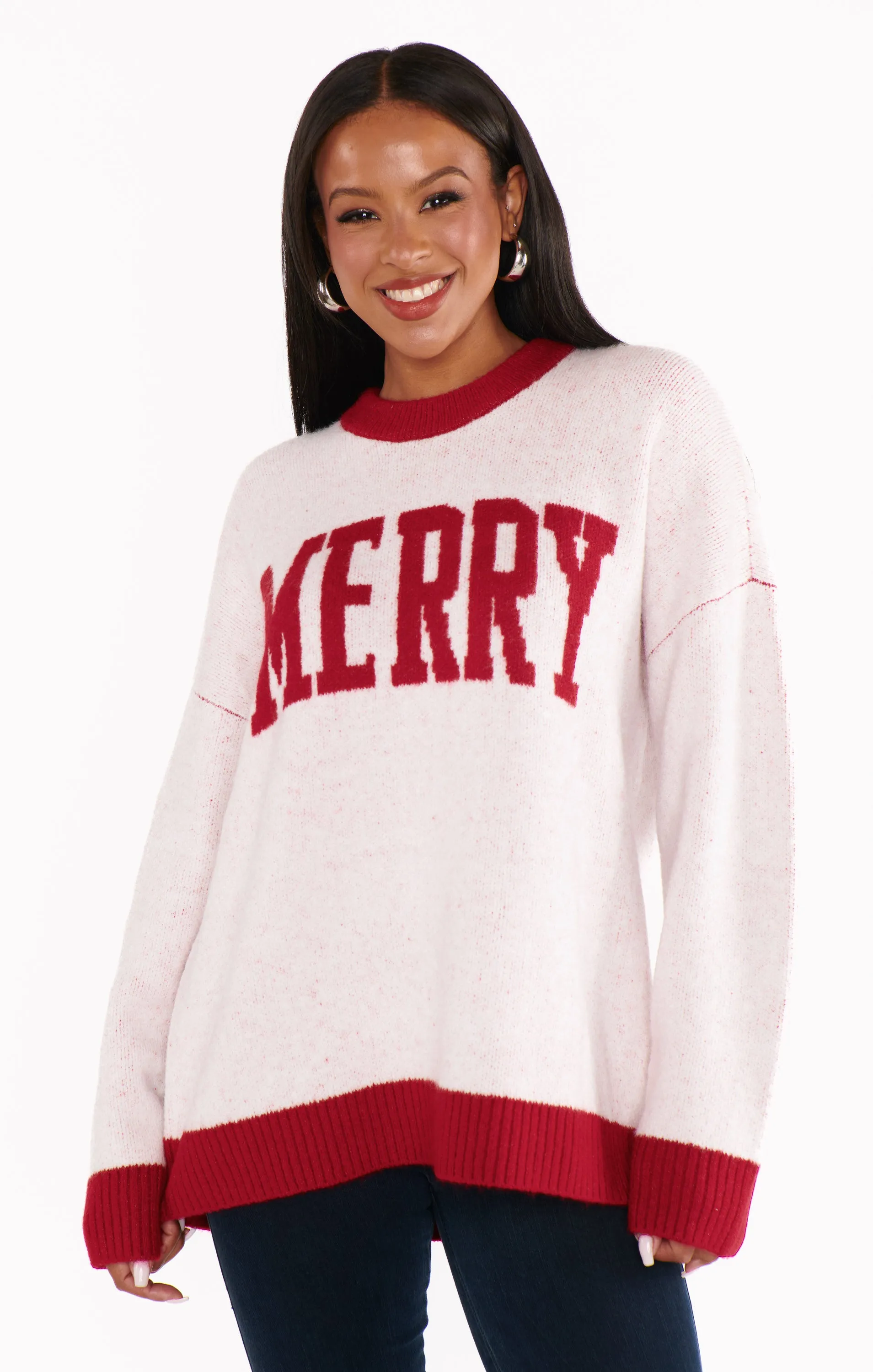 Classic Crewneck Sweater ~ Merry Graphic Knit sold by Show Me Your MuMu product image thumbnail 4