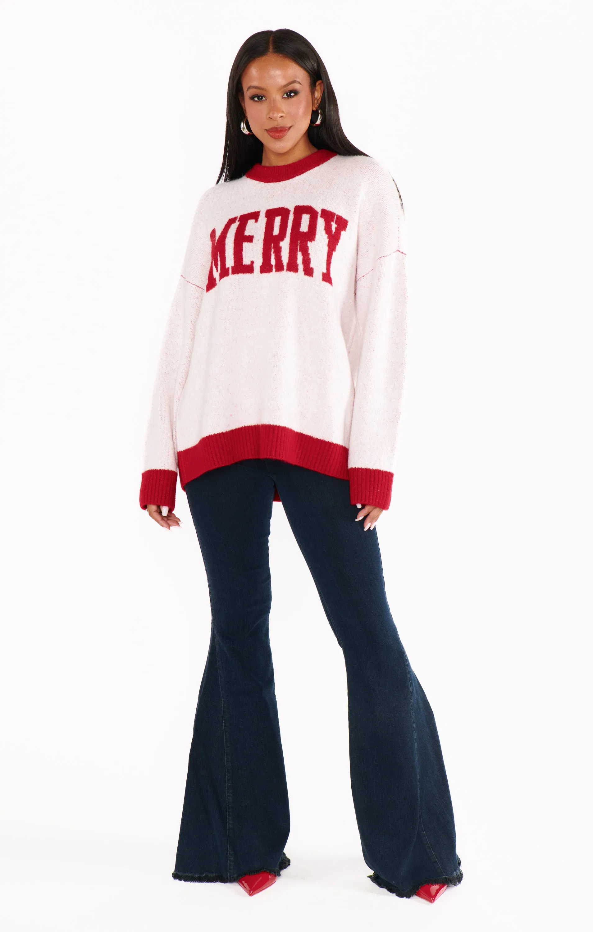 Classic Crewneck Sweater ~ Merry Graphic Knit sold by Show Me Your MuMu product image thumbnail 5