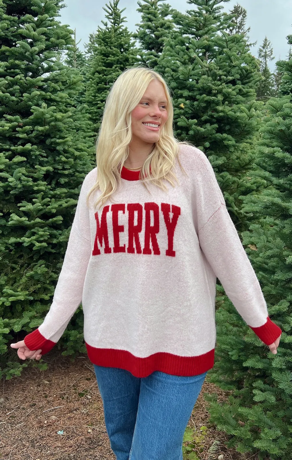 Classic Crewneck Sweater ~ Merry Graphic Knit sold by Show Me Your MuMu product image thumbnail 3