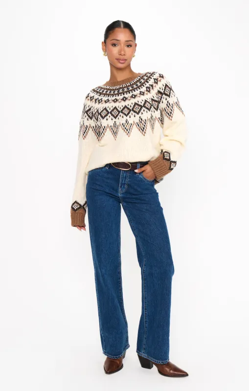 Toasty Sweater ~ Brown Sugar Fair Isle Knit sold by Show Me Your MuMu