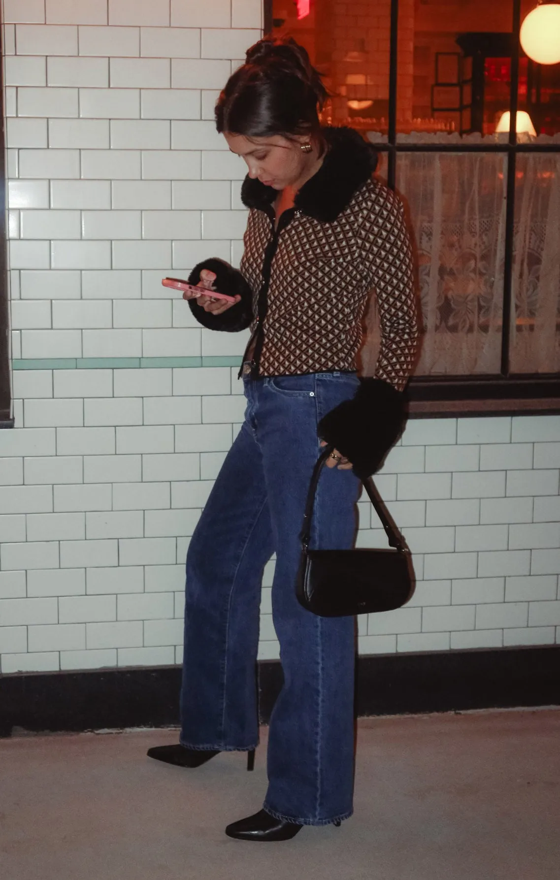 Chateau Cardigan ~ Carmel Geo Knit with Faux Fur sold by Show Me Your MuMu product image thumbnail 2