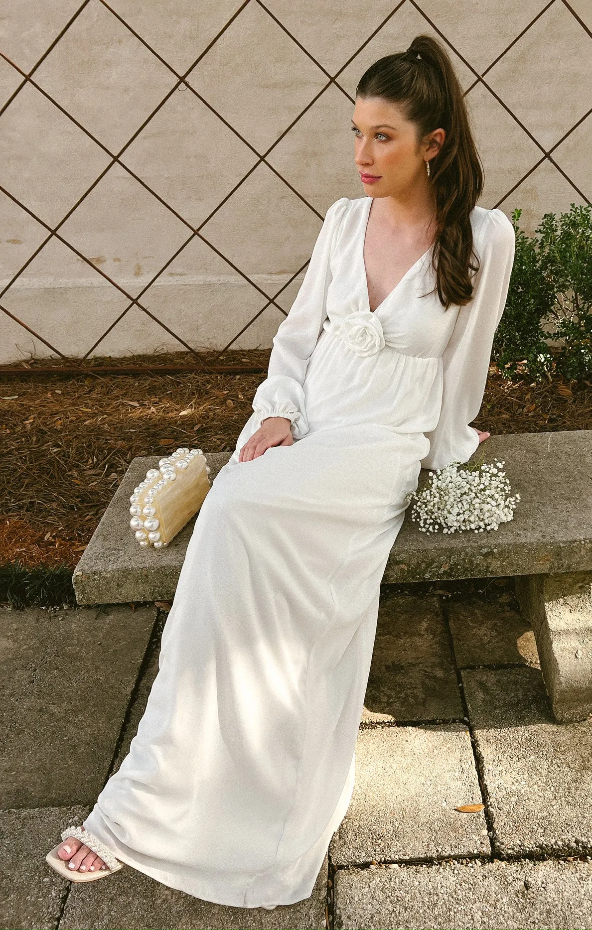 Rosetta Maxi Dress ~ White Silky Crepe sold by Show Me Your MuMu product image thumbnail 5