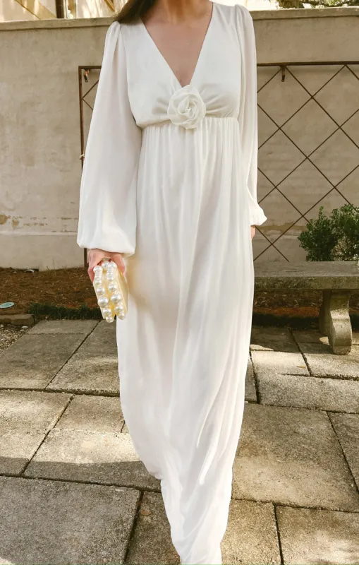 Rosetta Maxi Dress ~ White Silky Crepe sold by Show Me Your MuMu