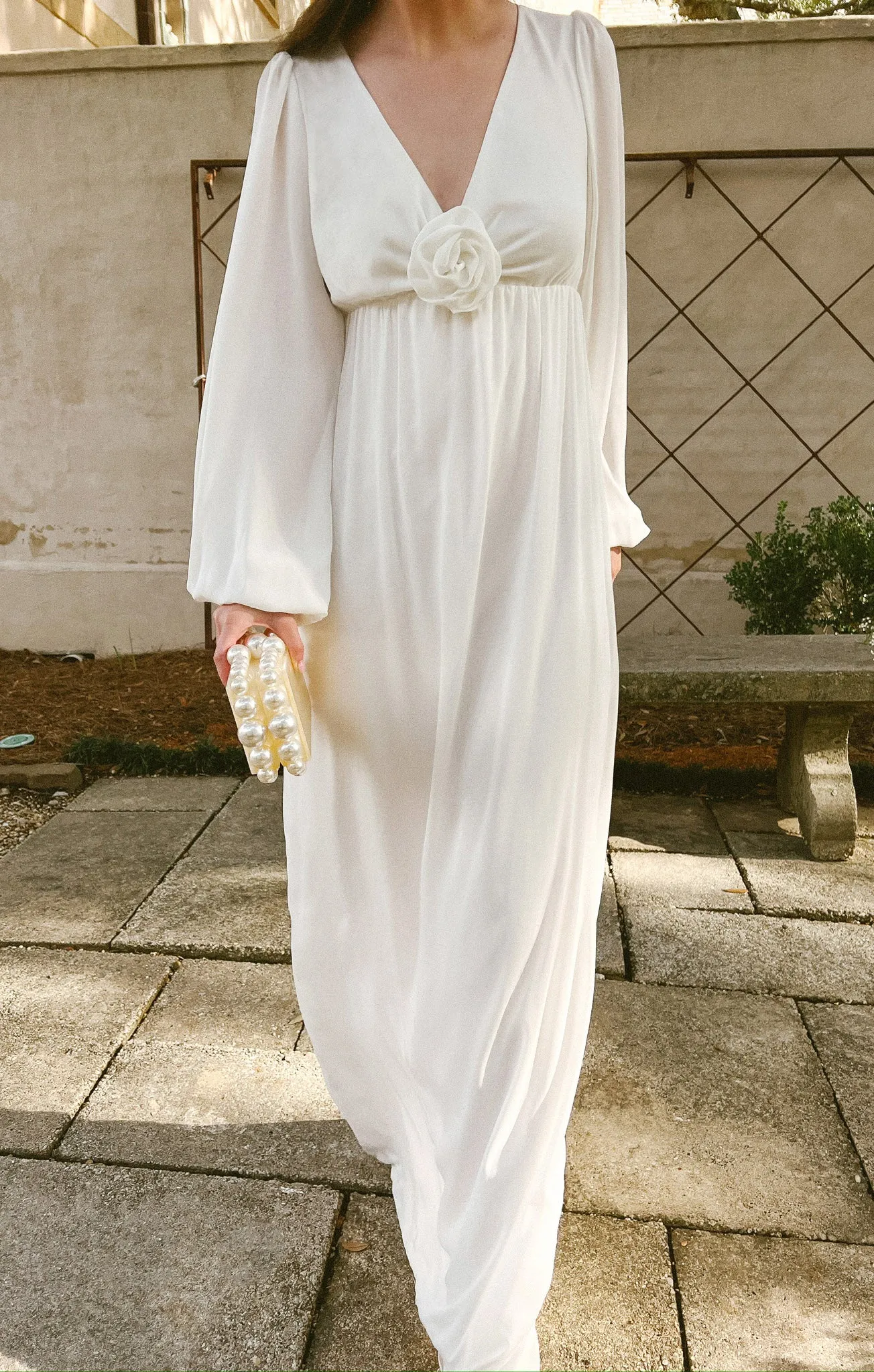 Rosetta Maxi Dress ~ White Silky Crepe sold by Show Me Your MuMu