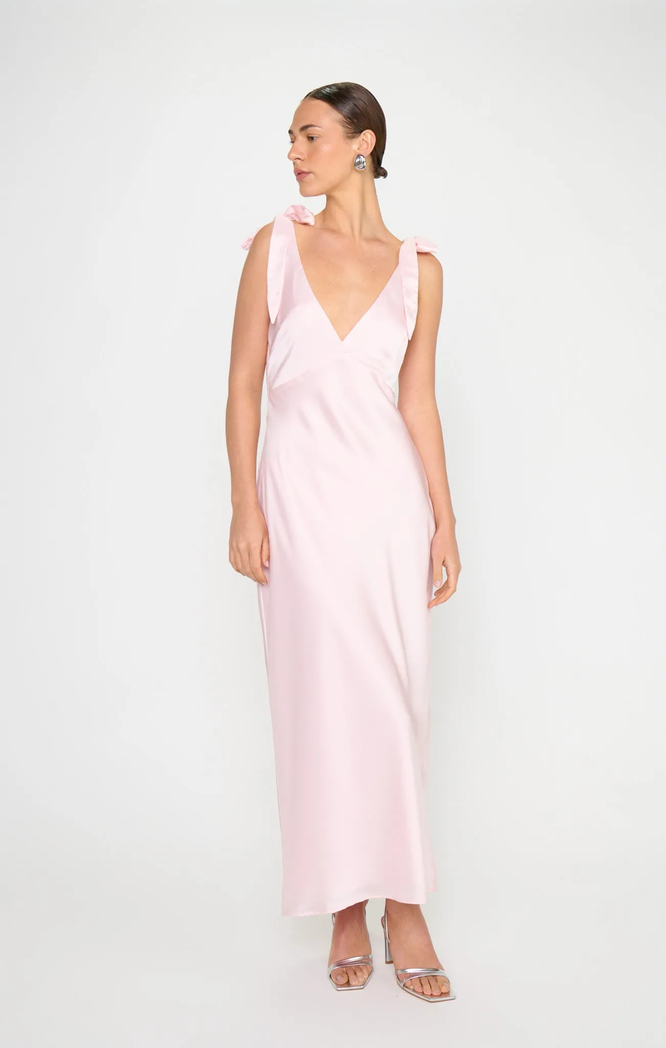 Emma Midi Dress ~ Powder Pink Luxe Satin sold by Show Me Your MuMu product image thumbnail 2