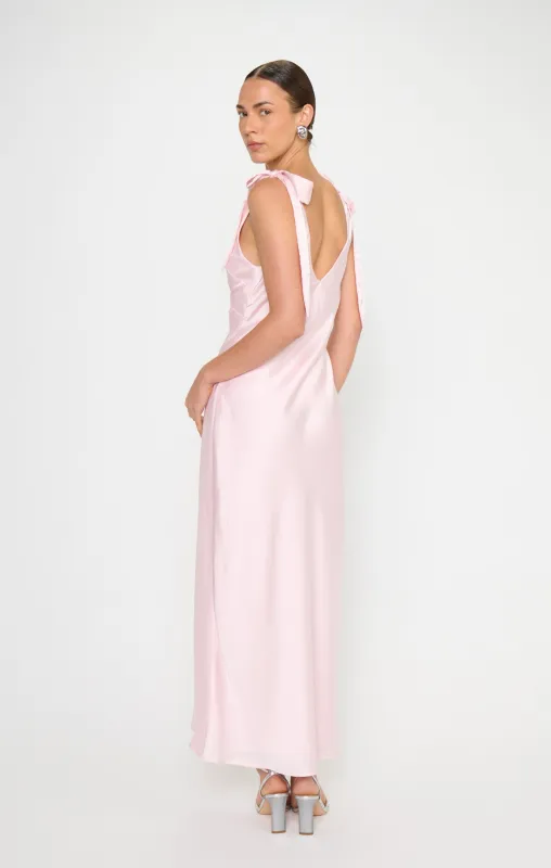 Emma Midi Dress ~ Powder Pink Luxe Satin sold by Show Me Your MuMu