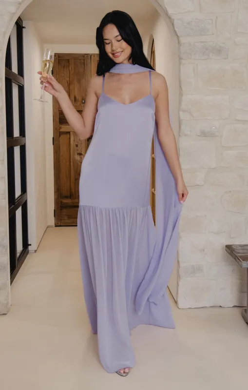 Dalia Maxi Dress ~ Lavender Luxe Satin sold by Show Me Your MuMu