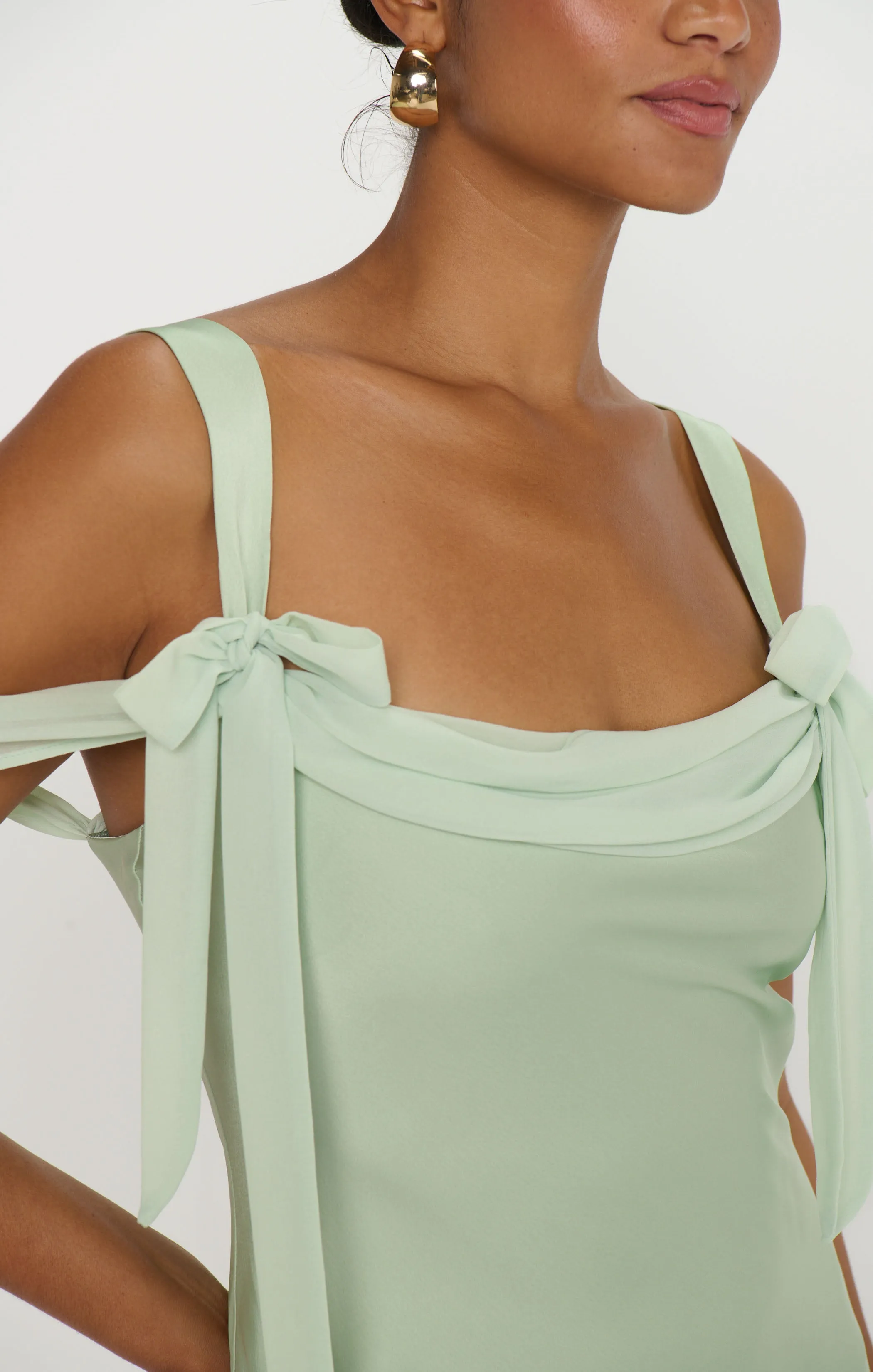 Bella Maxi Dress ~ Pistachio Luxe Satin sold by Show Me Your MuMu product image thumbnail 5