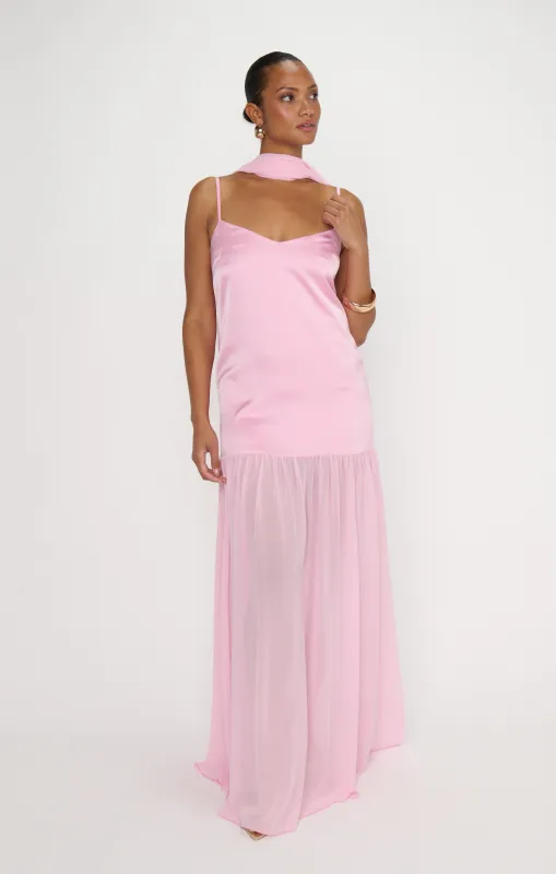 Dalia Maxi Dress ~ Light Pink Luxe Satin sold by Show Me Your MuMu