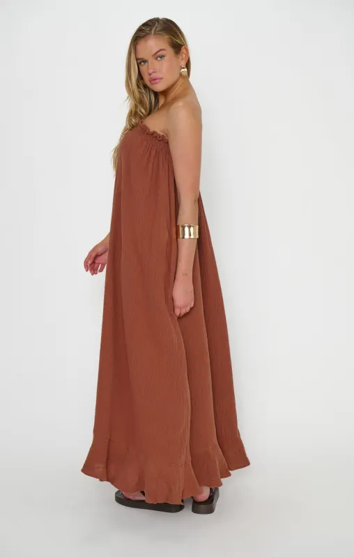 Around The World Maxi Dress ~ Brown Crinkle Gauze made by Show Me Your MuMu