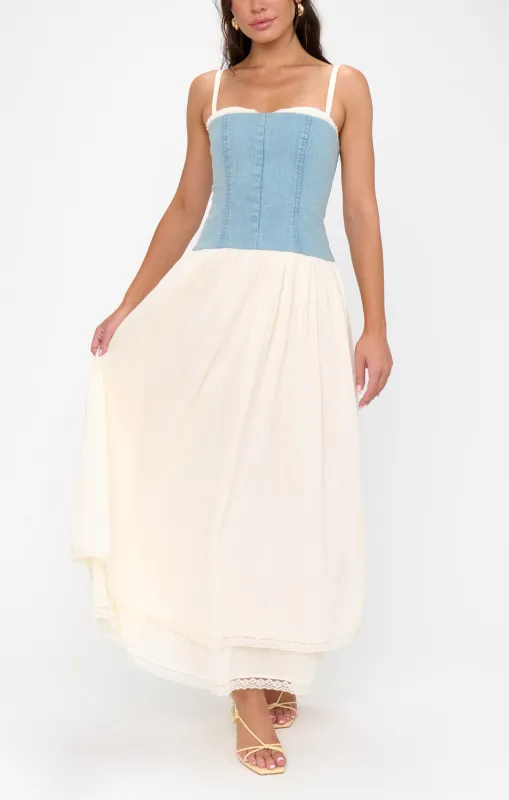 Tiffany Maxi Dress ~ Light Indigo with Cream Voile made by Show Me Your MuMu