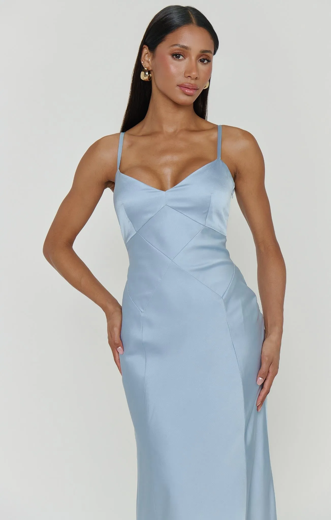 Logan Dress ~ Steel Blue Luxe Satin sold by Show Me Your MuMu product image thumbnail 4