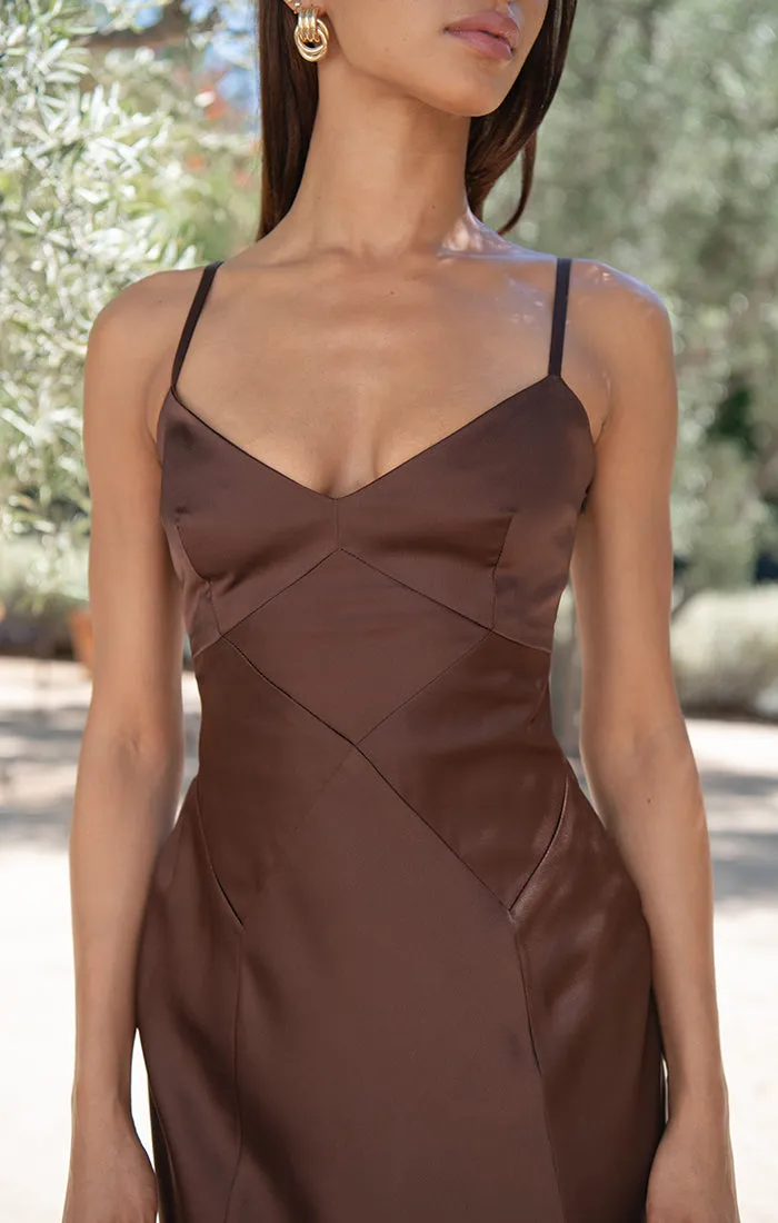 Logan Dress ~ Chocolate Luxe Satin sold by Show Me Your MuMu product image thumbnail 4