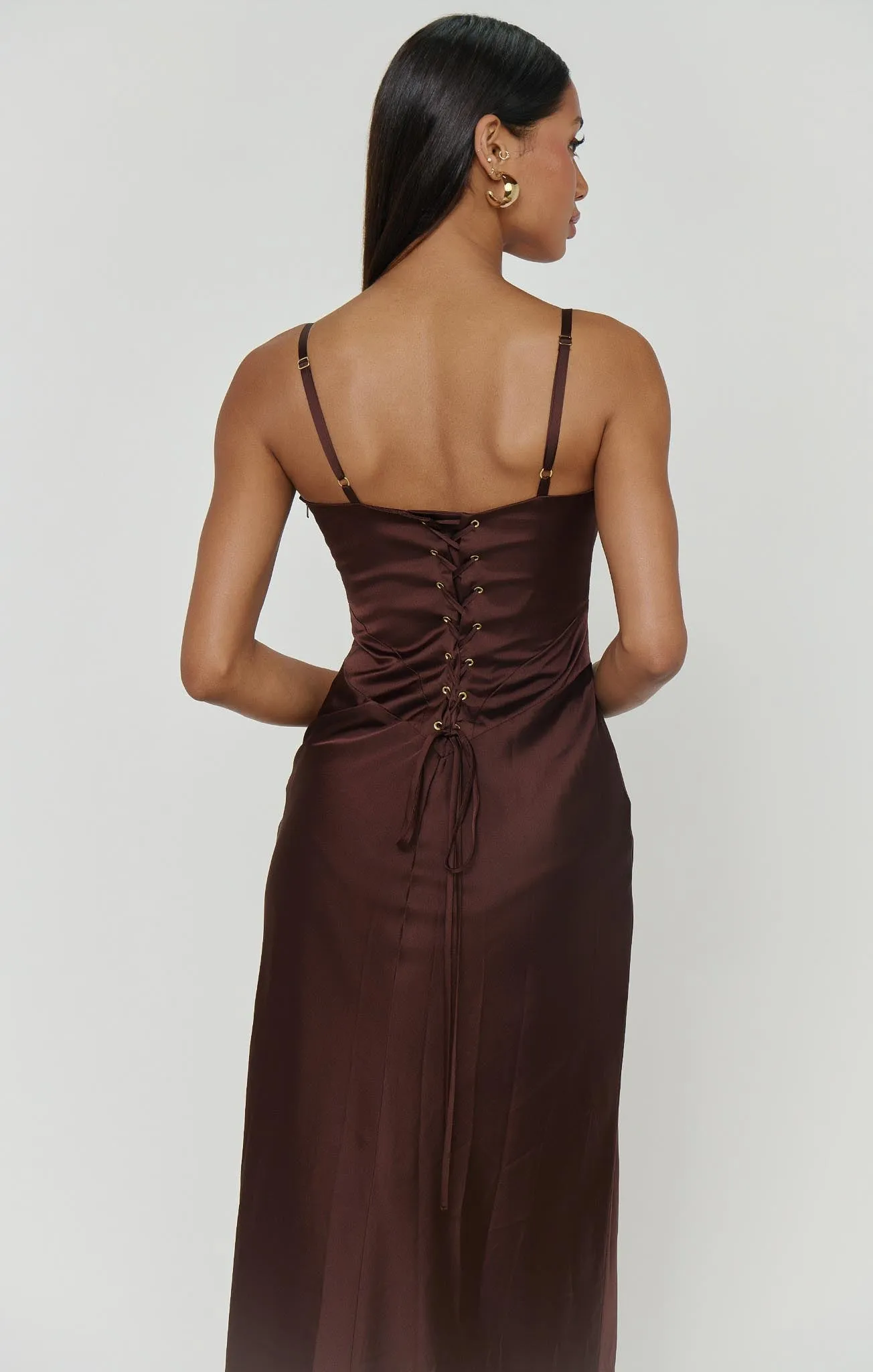 Logan Dress ~ Chocolate Luxe Satin sold by Show Me Your MuMu product image thumbnail 2