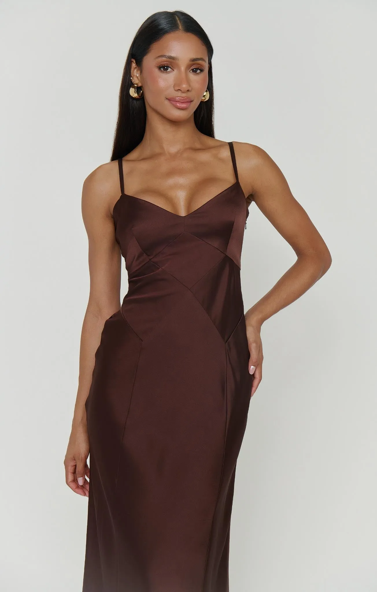 Logan Dress ~ Chocolate Luxe Satin sold by Show Me Your MuMu product image thumbnail 5