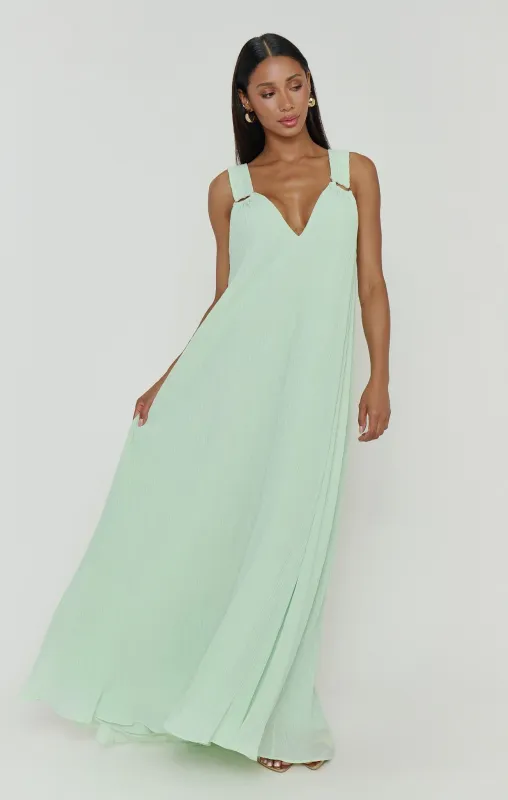 Heidi Maxi Dress ~ Pistachio Pleated Chiffon made by Show Me Your MuMu