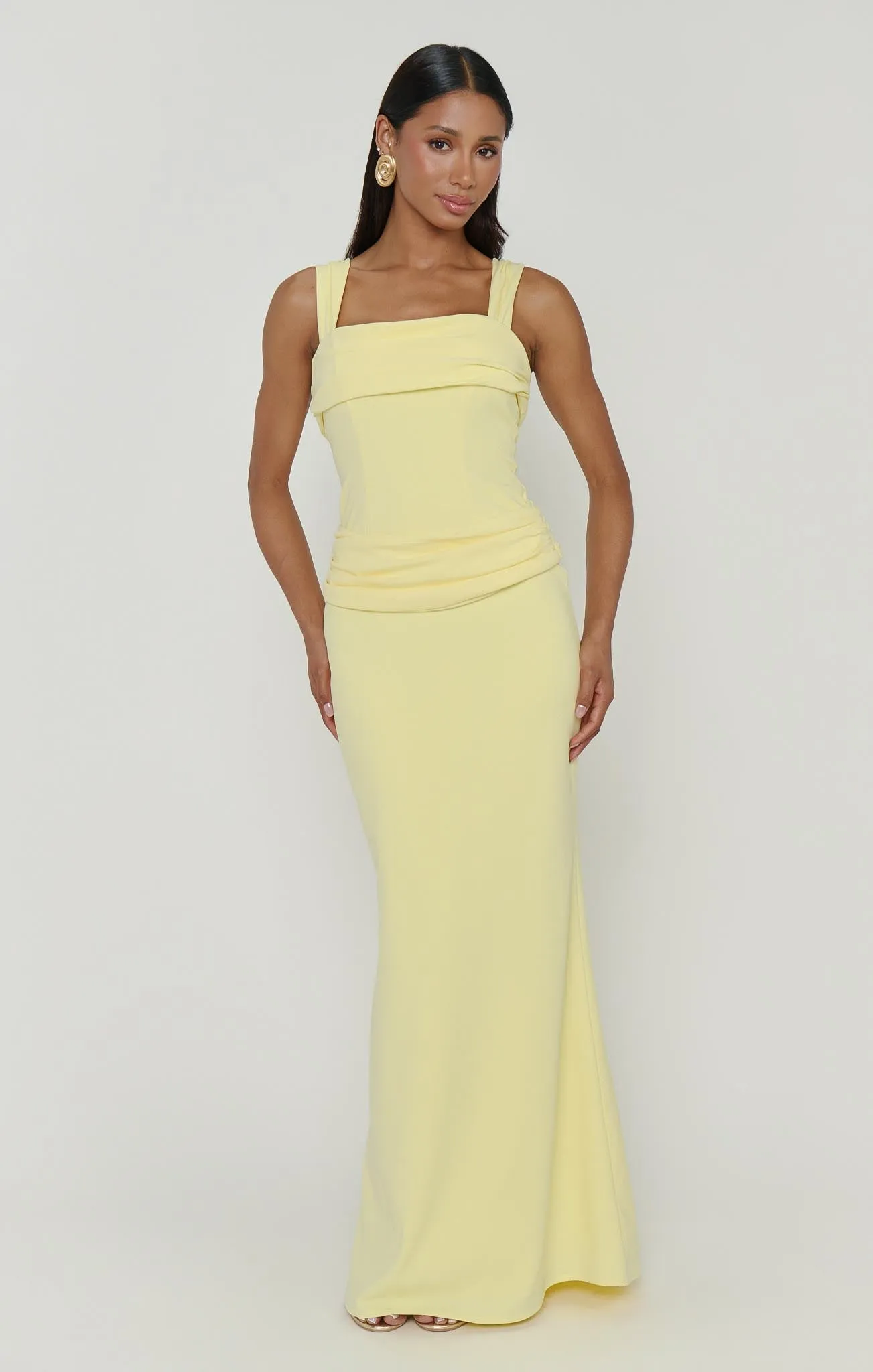 Danielle Maxi Dress ~ Pale Yellow Stretch sold by Show Me Your MuMu