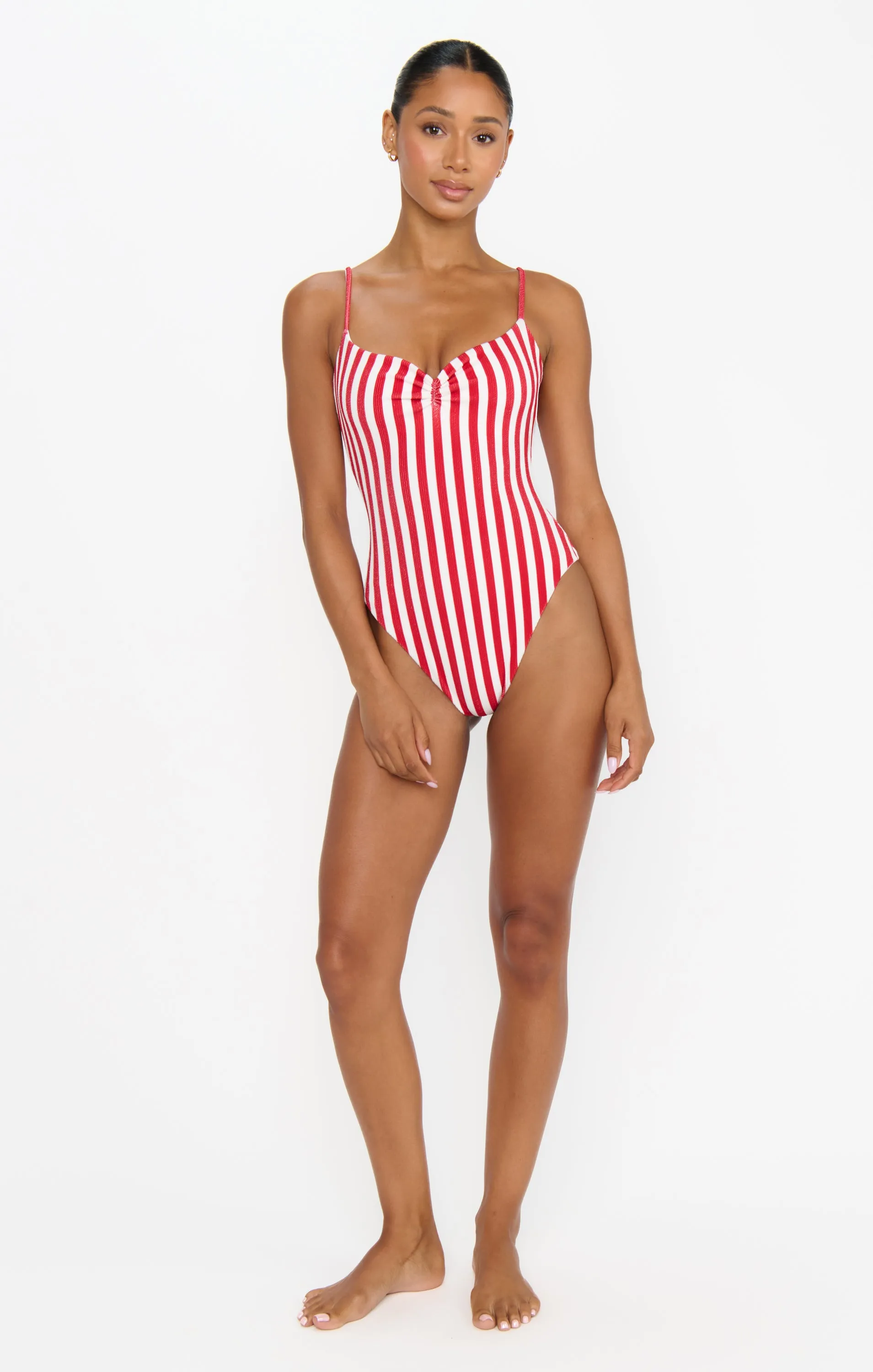 Bells Beach One Piece ~ Red Stripe Contour Scrunch sold by Show Me Your MuMu product image thumbnail 4