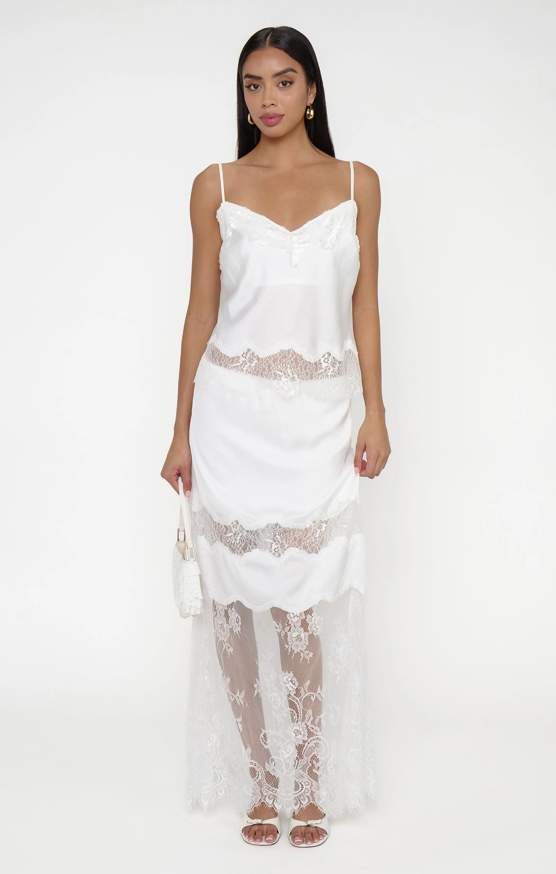 Gracie Maxi Skirt ~ Ivory Luxe Satin sold by Show Me Your MuMu product image thumbnail 2