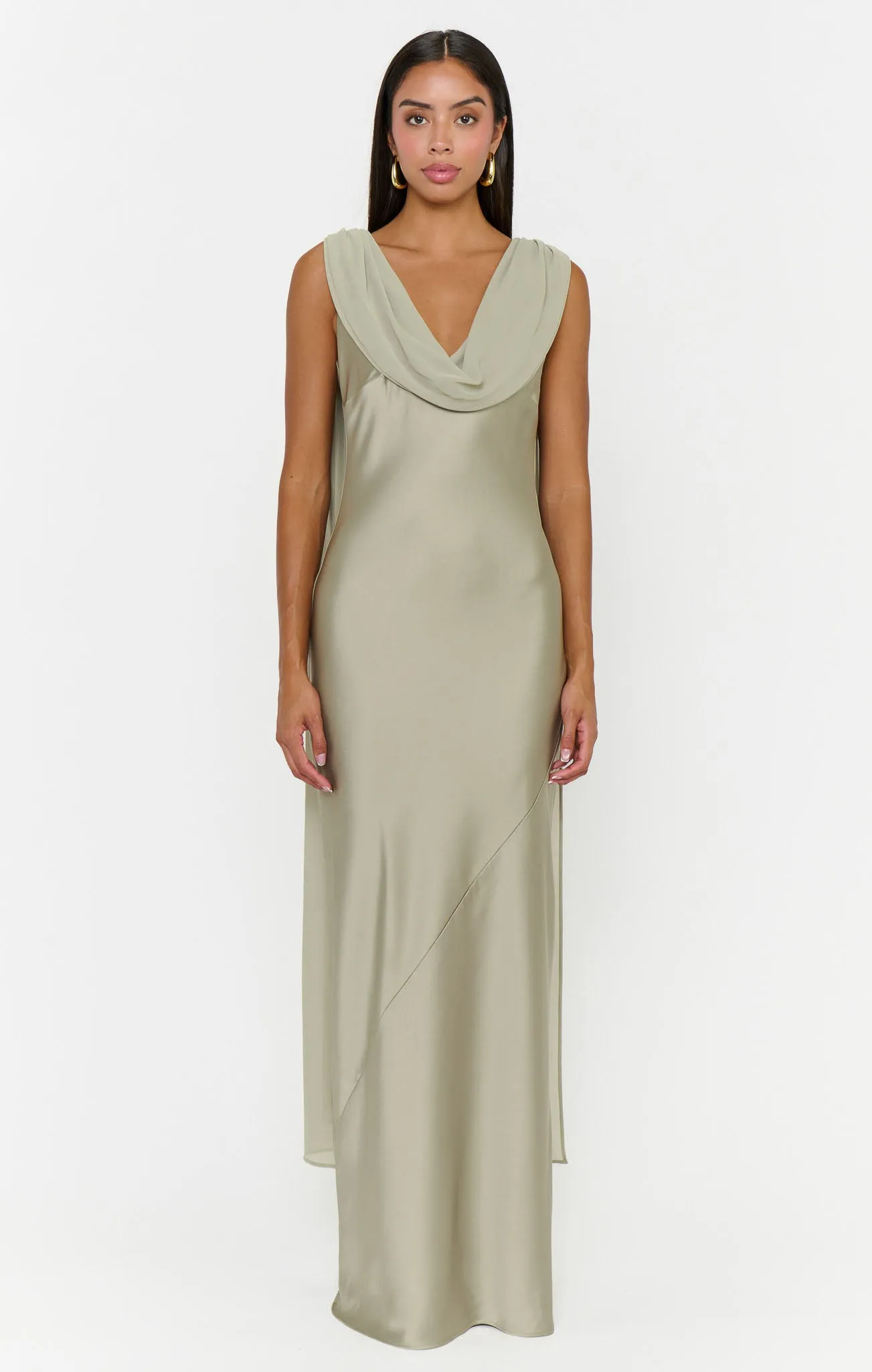 Maya Maxi Dress ~ Moss Green Luxe Satin sold by Show Me Your MuMu product image thumbnail 3