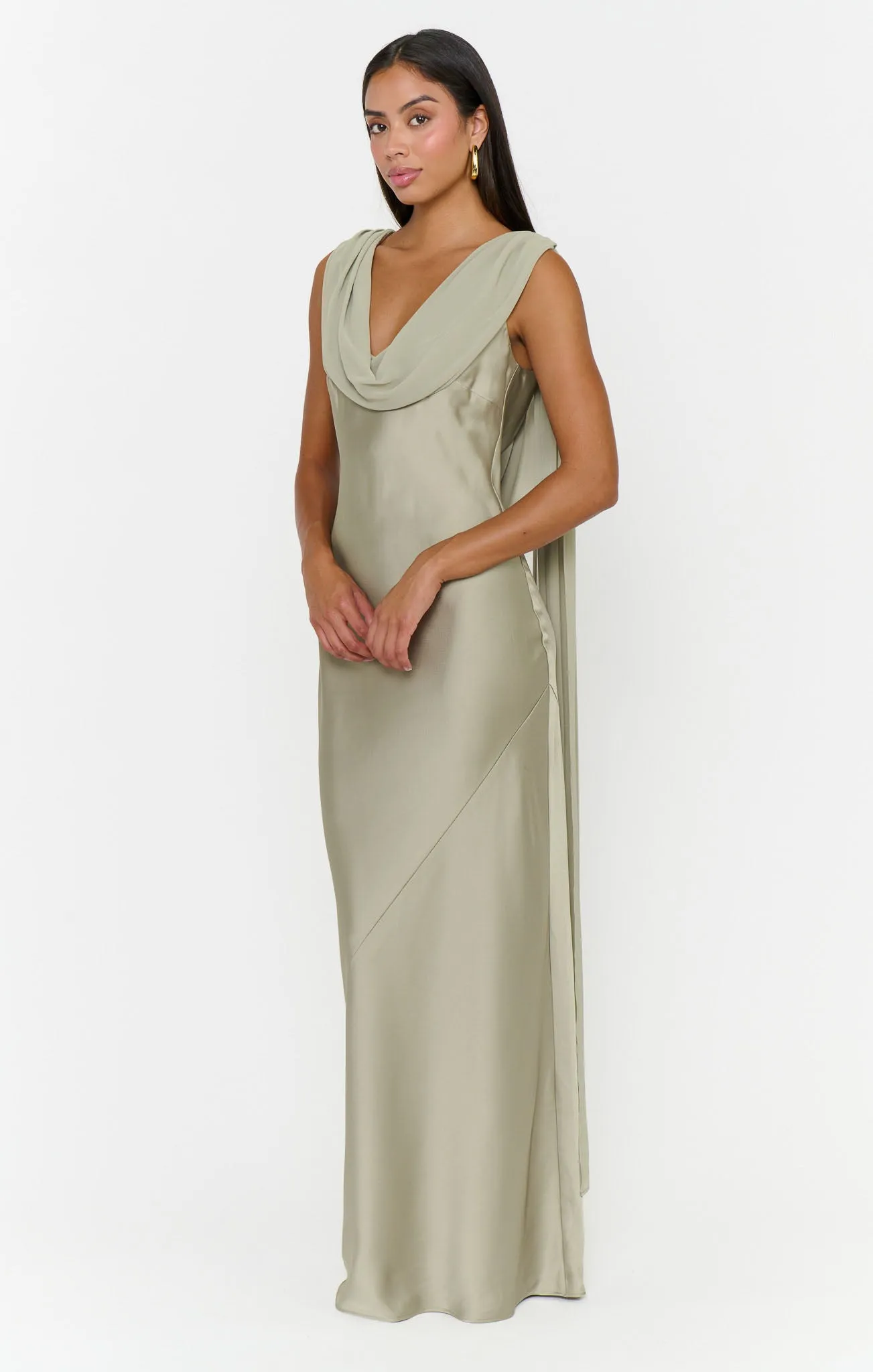 Maya Maxi Dress ~ Moss Green Luxe Satin sold by Show Me Your MuMu product image thumbnail 4