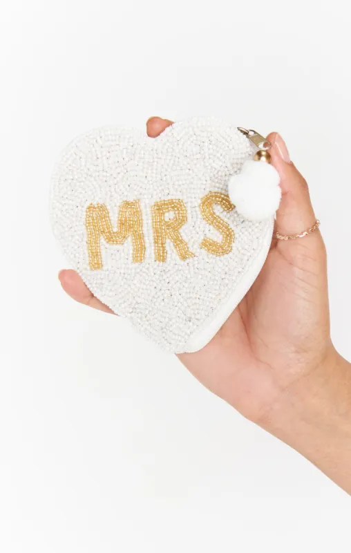 MRS Coin Purse ~ White & Gold Beaded made by Show Me Your MuMu