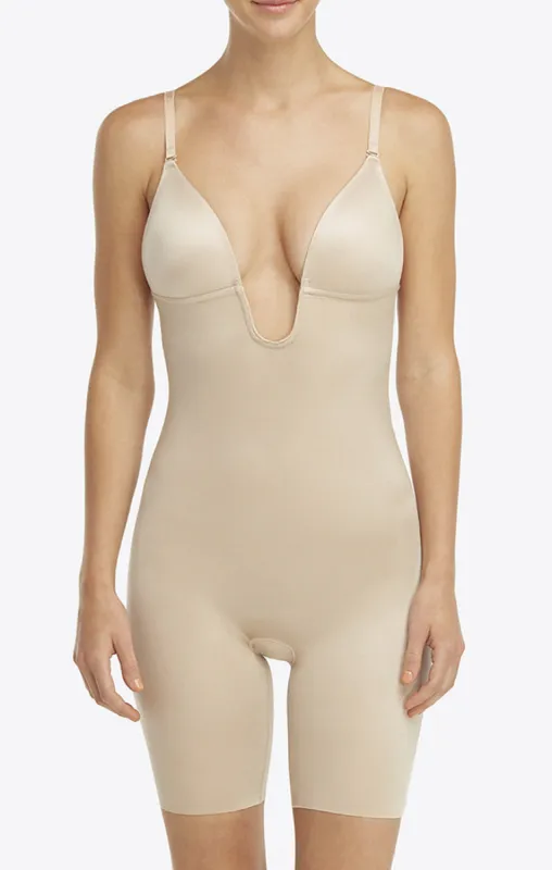 SPANX Suit Your Fancy Plunge Low-Back Mid-Thigh Bodysuit ~ Champagne Beige sold by Show Me Your MuMu